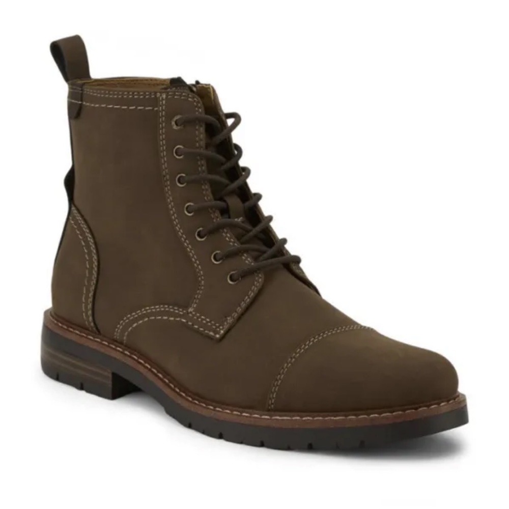 Dockers Mens Rawls Rugged Lace-up Synthetic Leather Lugged Sole Cap Toe Boot